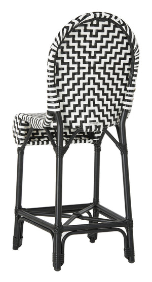 Safavieh SHEA Glamorous Black and White Counter Stool - Stylish Indoor/Outdoor Seating with Durability PAT4020A