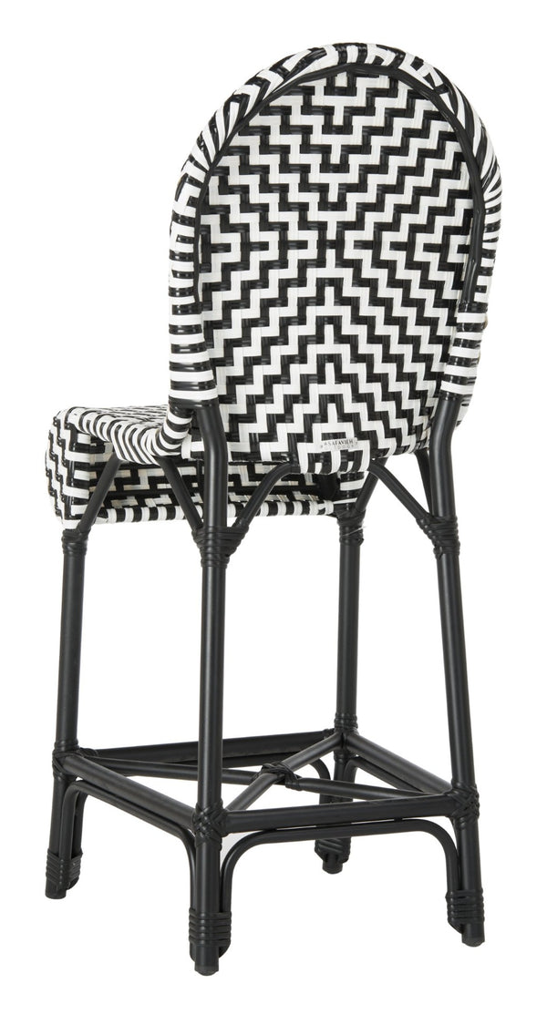 Safavieh SHEA Glamorous Black and White Counter Stool - Stylish Indoor/Outdoor Seating with Durability PAT4020A