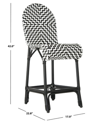 Safavieh SHEA Glamorous Black and White Counter Stool - Stylish Indoor/Outdoor Seating with Durability PAT4020A