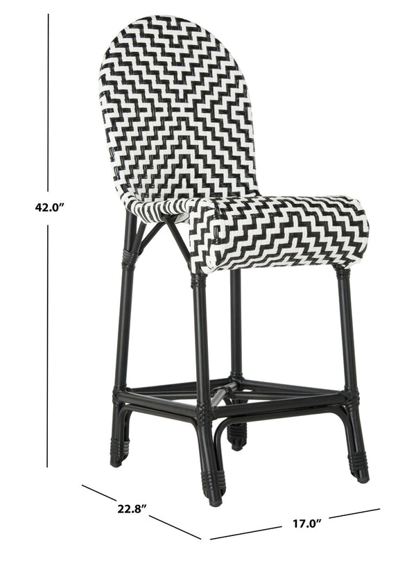 Safavieh SHEA Glamorous Black and White Counter Stool - Stylish Indoor/Outdoor Seating with Durability PAT4020A