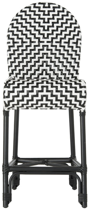 Safavieh SHEA Glamorous Black and White Counter Stool - Stylish Indoor/Outdoor Seating with Durability PAT4020A