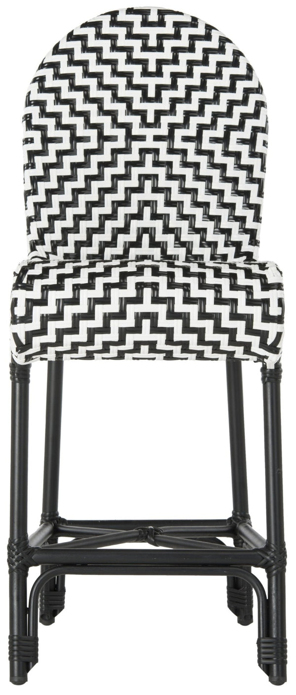 Safavieh SHEA Glamorous Black and White Counter Stool - Stylish Indoor/Outdoor Seating with Durability PAT4020A