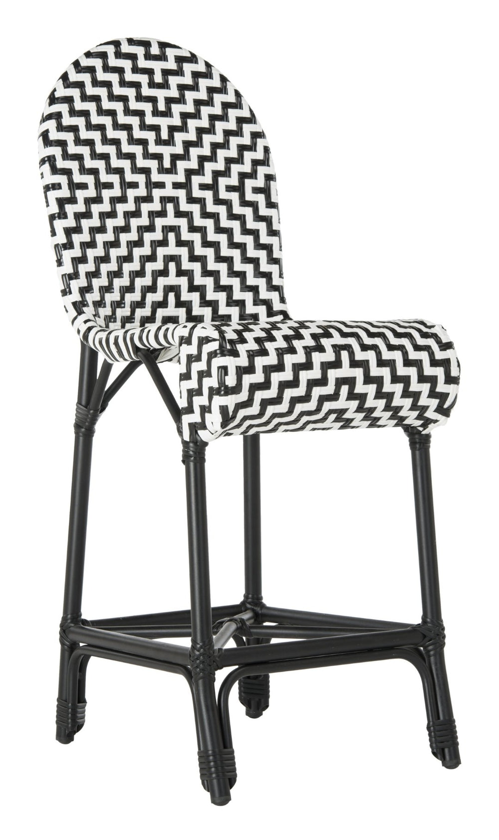 Safavieh SHEA Glamorous Black and White Counter Stool - Stylish Indoor/Outdoor Seating with Durability PAT4020A