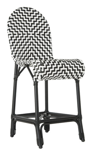 Safavieh SHEA Glamorous Black and White Counter Stool - Stylish Indoor/Outdoor Seating with Durability PAT4020A
