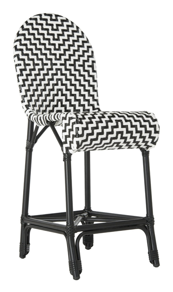 Safavieh SHEA Glamorous Black and White Counter Stool - Stylish Indoor/Outdoor Seating with Durability PAT4020A