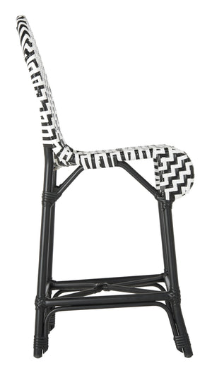 Safavieh SHEA Glamorous Black and White Counter Stool - Stylish Indoor/Outdoor Seating with Durability PAT4020A