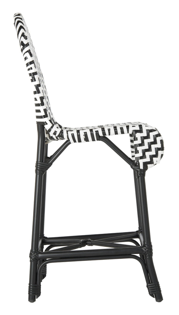 Safavieh SHEA Glamorous Black and White Counter Stool - Stylish Indoor/Outdoor Seating with Durability PAT4020A