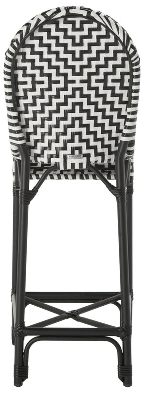 Safavieh TILDEN Barstool - Elegant Black and White Wicker Design for Indoor/Outdoor Modern Dining Spaces PAT4021A