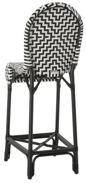 Safavieh TILDEN Barstool - Elegant Black and White Wicker Design for Indoor/Outdoor Modern Dining Spaces PAT4021A