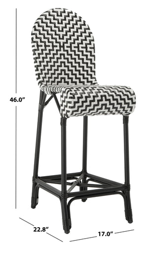 Safavieh TILDEN Barstool - Elegant Black and White Wicker Design for Indoor/Outdoor Modern Dining Spaces PAT4021A