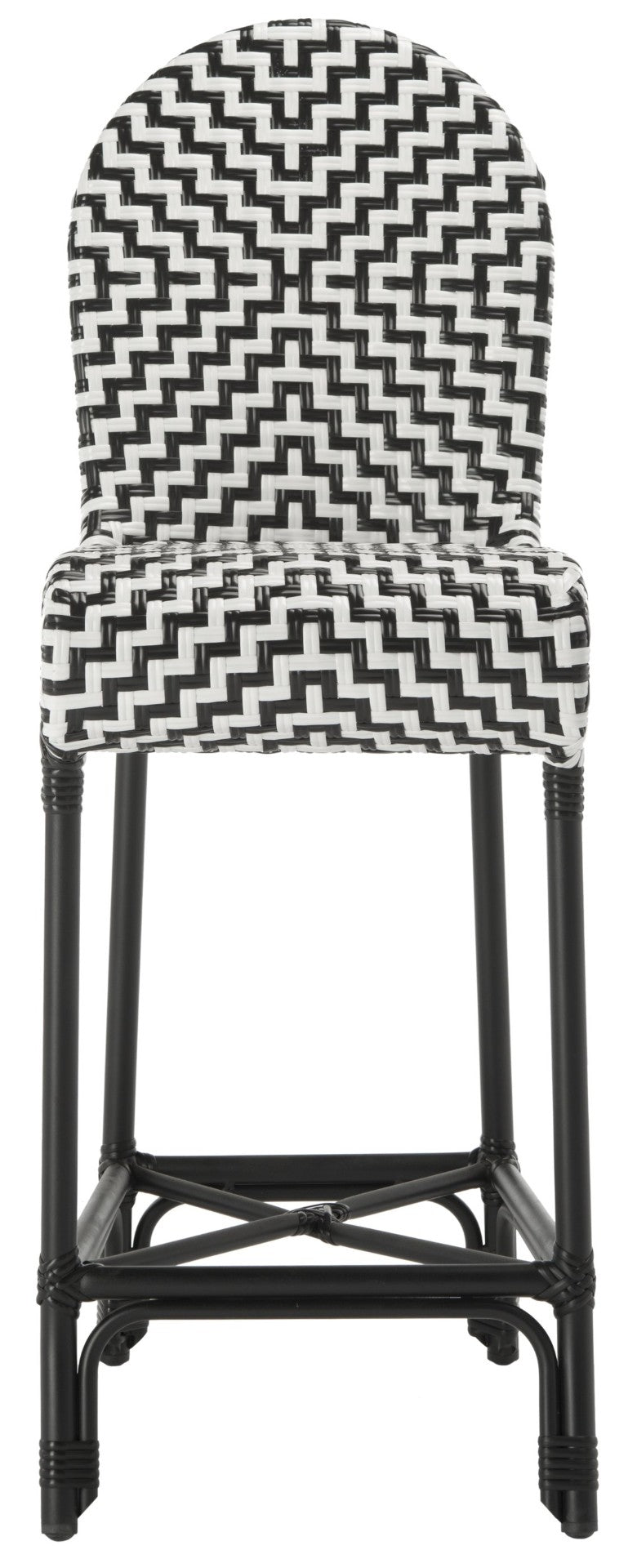 Safavieh TILDEN Barstool - Elegant Black and White Wicker Design for Indoor/Outdoor Modern Dining Spaces PAT4021A