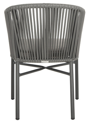 Safavieh MATTEO Contemporary Rope Chair in Grey with Plush Cushion - Ideal for Stylish Outdoor Spaces PAT4022A-SET2