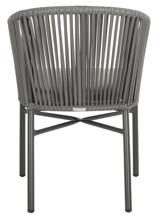 Safavieh MATTEO Contemporary Rope Chair in Grey with Plush Cushion - Ideal for Stylish Outdoor Spaces PAT4022A-SET2