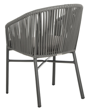 Safavieh MATTEO Contemporary Rope Chair in Grey with Plush Cushion - Ideal for Stylish Outdoor Spaces PAT4022A-SET2