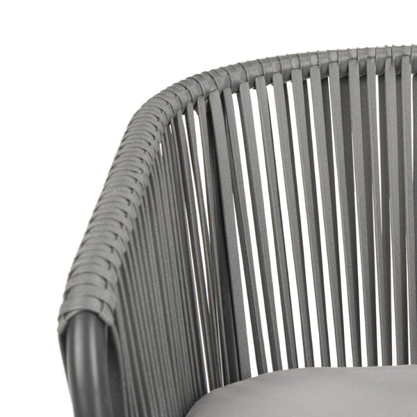 Safavieh MATTEO Contemporary Rope Chair in Grey with Plush Cushion - Ideal for Stylish Outdoor Spaces PAT4022A-SET2