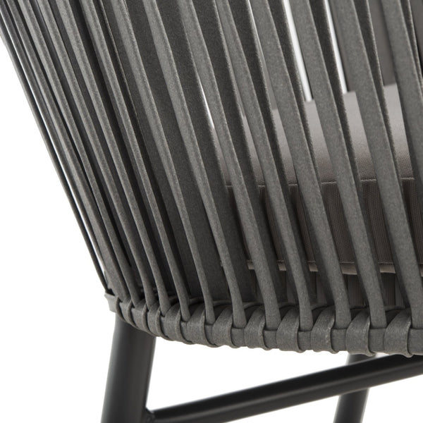 Safavieh MATTEO Contemporary Rope Chair in Grey with Plush Cushion - Ideal for Stylish Outdoor Spaces PAT4022A-SET2