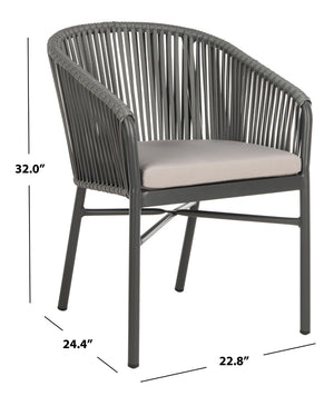 Safavieh MATTEO Contemporary Rope Chair in Grey with Plush Cushion - Ideal for Stylish Outdoor Spaces PAT4022A-SET2