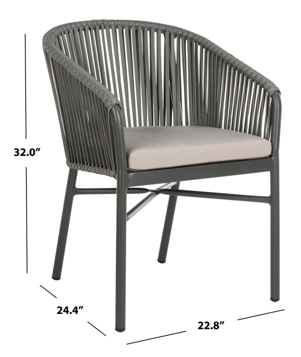 Safavieh MATTEO Contemporary Rope Chair in Grey with Plush Cushion - Ideal for Stylish Outdoor Spaces PAT4022A-SET2