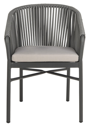 Safavieh MATTEO Contemporary Rope Chair in Grey with Plush Cushion - Ideal for Stylish Outdoor Spaces PAT4022A-SET2