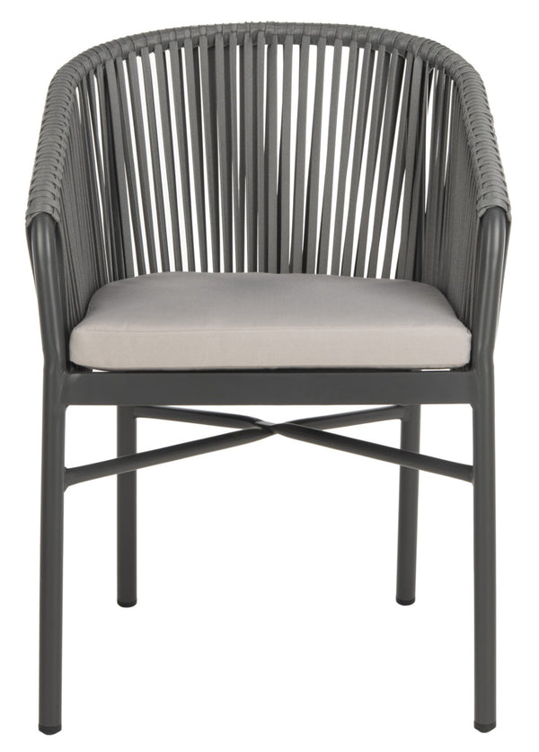 Safavieh MATTEO Contemporary Rope Chair in Grey with Plush Cushion - Ideal for Stylish Outdoor Spaces PAT4022A-SET2