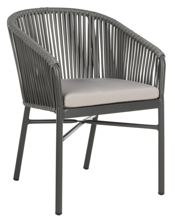 Safavieh MATTEO Contemporary Rope Chair in Grey with Plush Cushion - Ideal for Stylish Outdoor Spaces PAT4022A-SET2