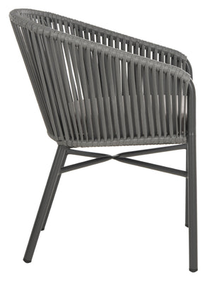 Safavieh MATTEO Contemporary Rope Chair in Grey with Plush Cushion - Ideal for Stylish Outdoor Spaces PAT4022A-SET2