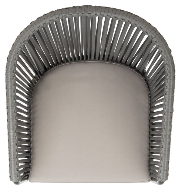 Safavieh MATTEO Contemporary Rope Chair in Grey with Plush Cushion - Ideal for Stylish Outdoor Spaces PAT4022A-SET2