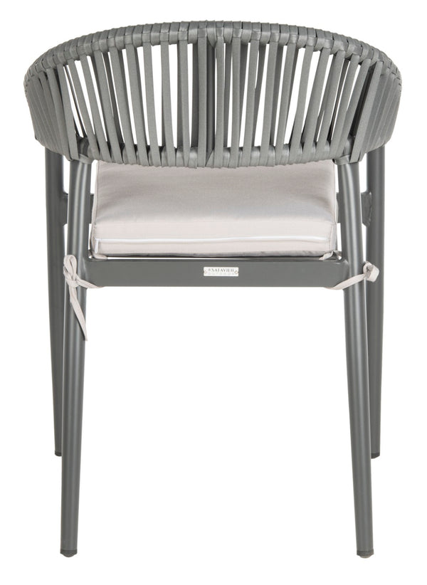 Safavieh GREER Outdoor Rope Chair with Plush Grey Cushion - Stylish, Durable, and Perfect for Patios & Balconies PAT4023A-SET2