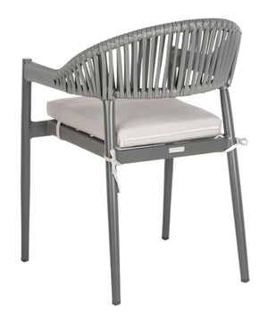 Safavieh GREER Outdoor Rope Chair with Plush Grey Cushion - Stylish, Durable, and Perfect for Patios & Balconies PAT4023A-SET2