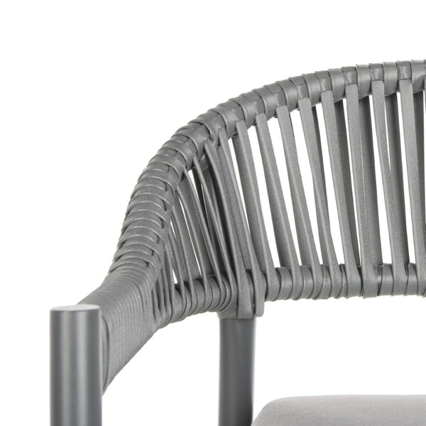 Safavieh GREER Outdoor Rope Chair with Plush Grey Cushion - Stylish, Durable, and Perfect for Patios & Balconies PAT4023A-SET2