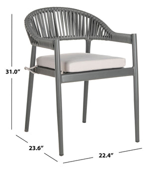 Safavieh GREER Outdoor Rope Chair with Plush Grey Cushion - Stylish, Durable, and Perfect for Patios & Balconies PAT4023A-SET2