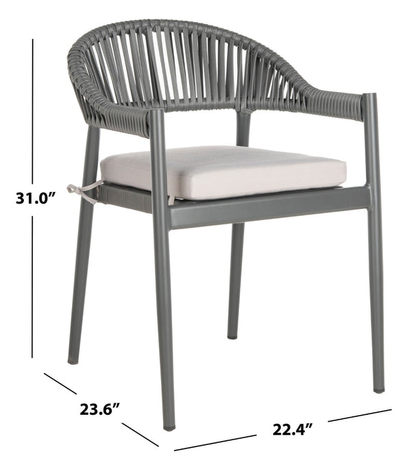 Safavieh GREER Outdoor Rope Chair with Plush Grey Cushion - Stylish, Durable, and Perfect for Patios & Balconies PAT4023A-SET2