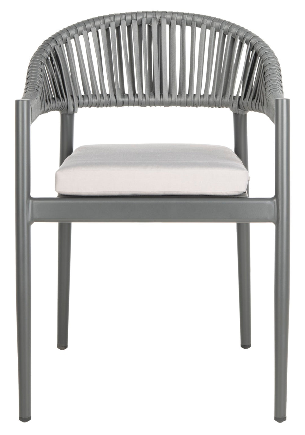 Safavieh GREER Outdoor Rope Chair with Plush Grey Cushion - Stylish, Durable, and Perfect for Patios & Balconies PAT4023A-SET2