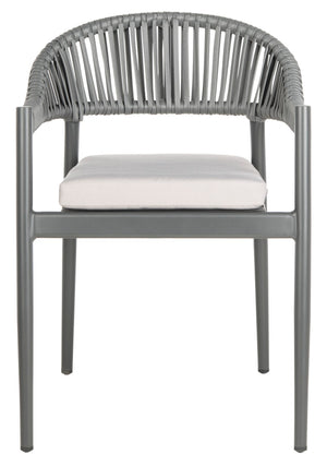 Safavieh GREER Outdoor Rope Chair with Plush Grey Cushion - Stylish, Durable, and Perfect for Patios & Balconies PAT4023A-SET2