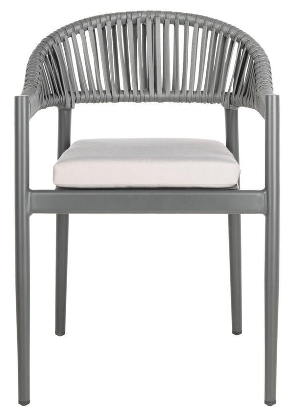 Safavieh GREER Outdoor Rope Chair with Plush Grey Cushion - Stylish, Durable, and Perfect for Patios & Balconies PAT4023A-SET2