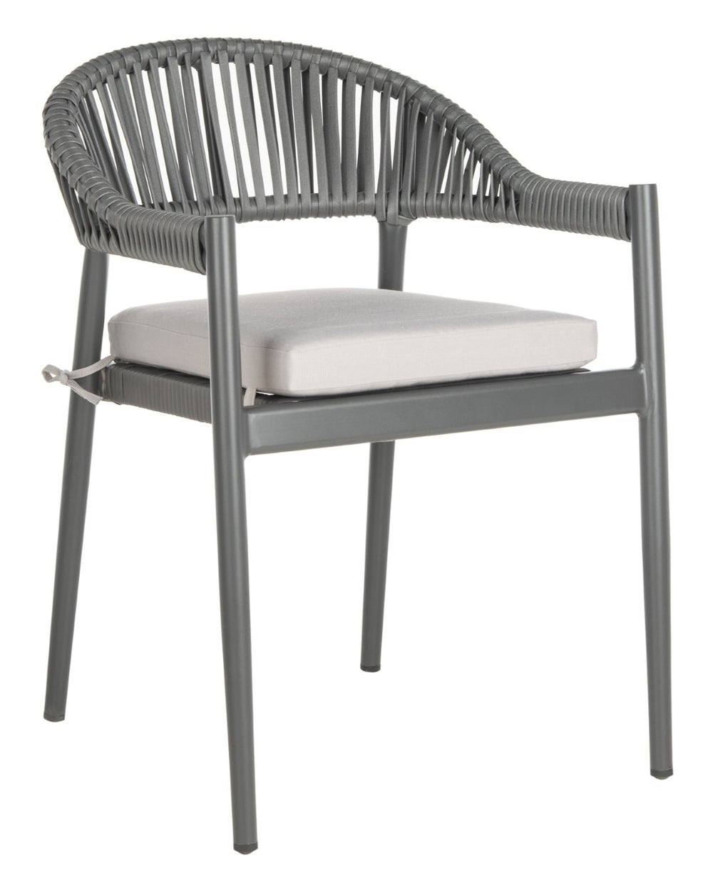 Safavieh GREER Outdoor Rope Chair with Plush Grey Cushion - Stylish, Durable, and Perfect for Patios & Balconies PAT4023A-SET2