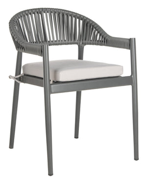Safavieh GREER Outdoor Rope Chair with Plush Grey Cushion - Stylish, Durable, and Perfect for Patios & Balconies PAT4023A-SET2