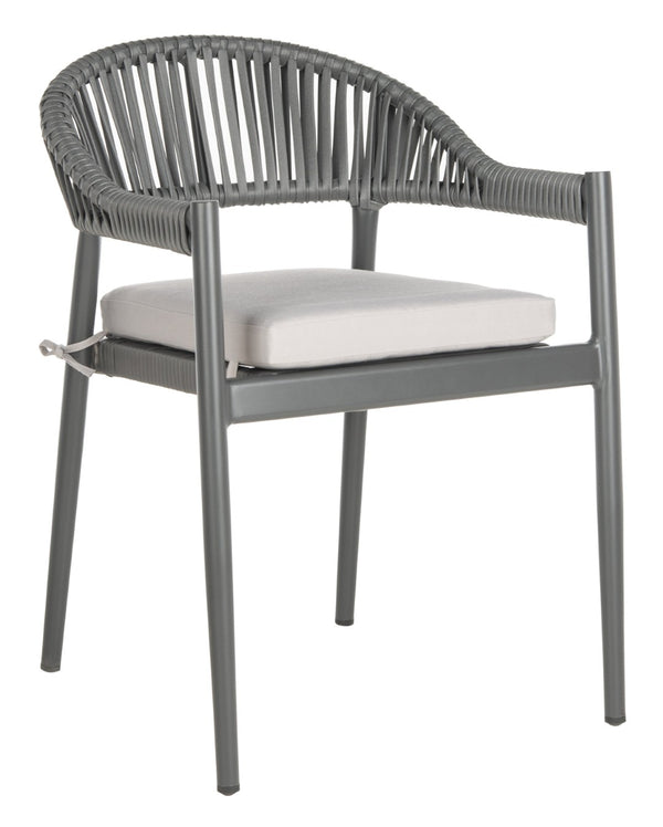 Safavieh GREER Outdoor Rope Chair with Plush Grey Cushion - Stylish, Durable, and Perfect for Patios & Balconies PAT4023A-SET2