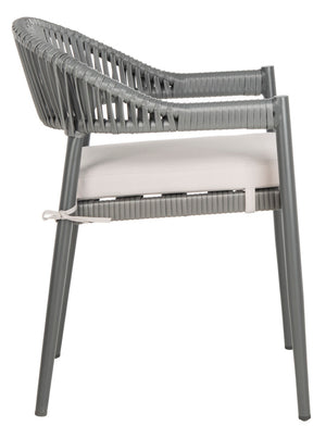 Safavieh GREER Outdoor Rope Chair with Plush Grey Cushion - Stylish, Durable, and Perfect for Patios & Balconies PAT4023A-SET2