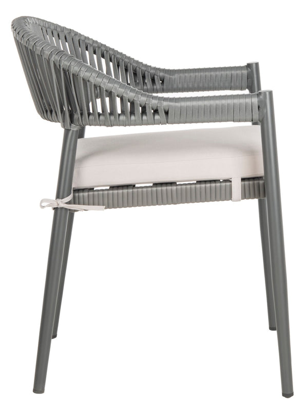 Safavieh GREER Outdoor Rope Chair with Plush Grey Cushion - Stylish, Durable, and Perfect for Patios & Balconies PAT4023A-SET2