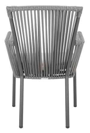 Safavieh PAOLO Modern Grey Rope Chair with Cushion - Stylish Outdoor Seating for Patios & Balconies PAT4024A-SET2