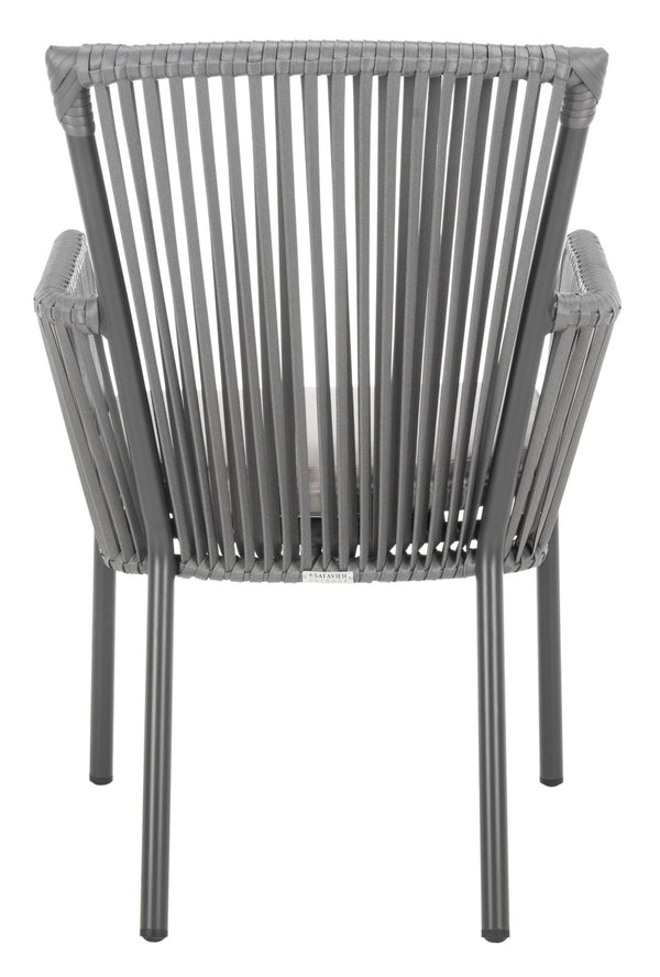 Safavieh PAOLO Modern Grey Rope Chair with Cushion - Stylish Outdoor Seating for Patios & Balconies PAT4024A-SET2