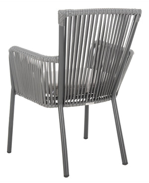 Safavieh PAOLO Modern Grey Rope Chair with Cushion - Stylish Outdoor Seating for Patios & Balconies PAT4024A-SET2