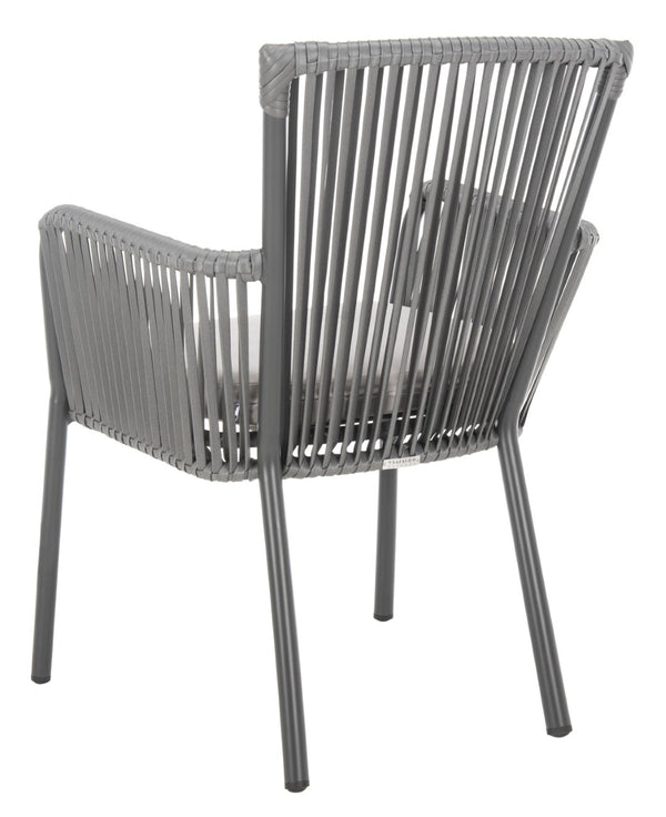 Safavieh PAOLO Modern Grey Rope Chair with Cushion - Stylish Outdoor Seating for Patios & Balconies PAT4024A-SET2