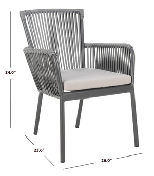Safavieh PAOLO Modern Grey Rope Chair with Cushion - Stylish Outdoor Seating for Patios & Balconies PAT4024A-SET2