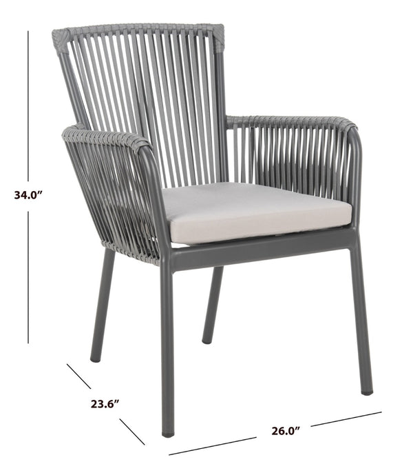 Safavieh PAOLO Modern Grey Rope Chair with Cushion - Stylish Outdoor Seating for Patios & Balconies PAT4024A-SET2