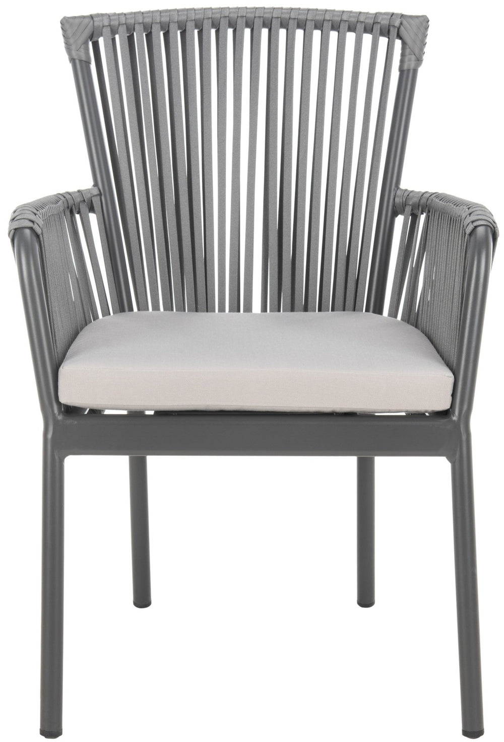 Safavieh PAOLO Modern Grey Rope Chair with Cushion - Stylish Outdoor Seating for Patios & Balconies PAT4024A-SET2
