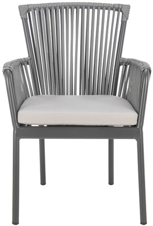 Safavieh PAOLO Modern Grey Rope Chair with Cushion - Stylish Outdoor Seating for Patios & Balconies PAT4024A-SET2