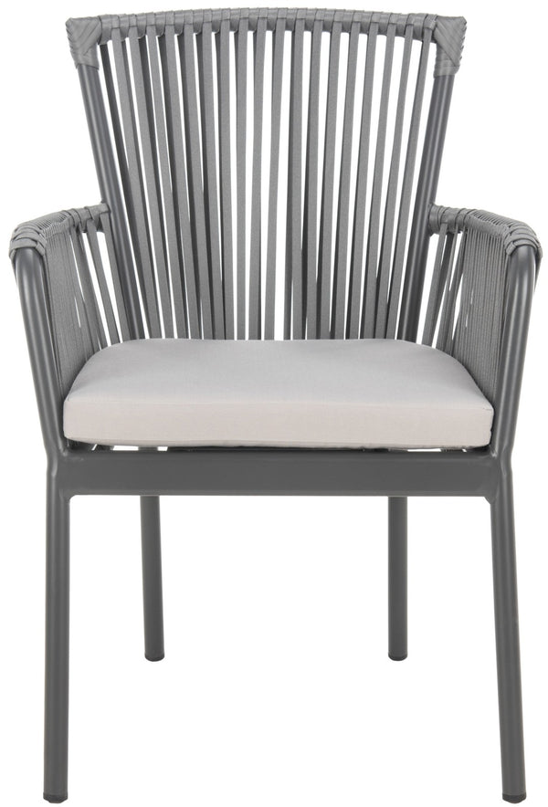 Safavieh PAOLO Modern Grey Rope Chair with Cushion - Stylish Outdoor Seating for Patios & Balconies PAT4024A-SET2