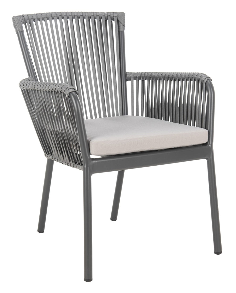 Safavieh PAOLO Modern Grey Rope Chair with Cushion - Stylish Outdoor Seating for Patios & Balconies PAT4024A-SET2